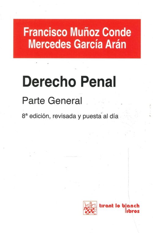 9788498769210 Derecho Penal Parte General. 8A Edición.